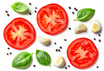 Image showing tomato, garlic and basil