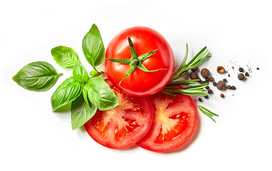 Image showing fresh tomato, herbs and spices