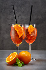 Image showing two glasses of aperol spritz cocktail