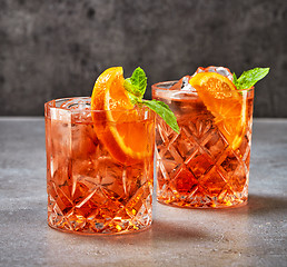 Image showing two glasses of aperol soda cocktail