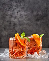 Image showing two glasses of aperol soda cocktail