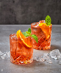 Image showing two glasses of aperol soda cocktail