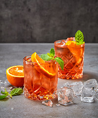 Image showing two glasses of aperol soda cocktail