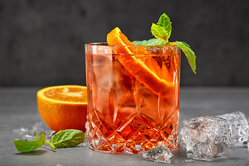 Image showing Glass of aperol spritz cocktail