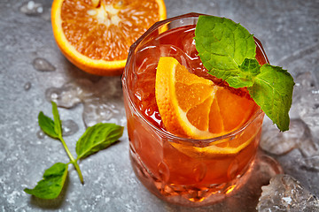 Image showing Glass of aperol spritz cocktail
