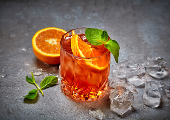 Image showing Glass of aparol spritz cocktail