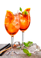 Image showing two glasses of aperol spritz cocktail