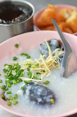 Image showing Century egg congee , chinese food