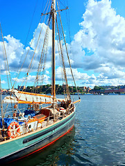 Image showing Colorful sailboat on a sunny day