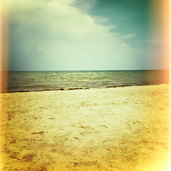 Image showing Retro photo of sea and beach