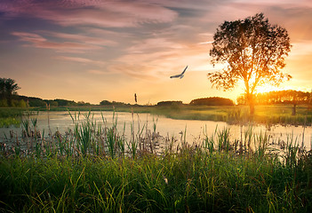 Image showing Dusk over river