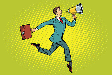 Image showing elegant businessman with megaphone