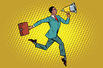 Image showing elegant businessman with megaphone