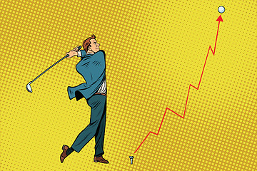 Image showing Businessman Golf shot, profit graph