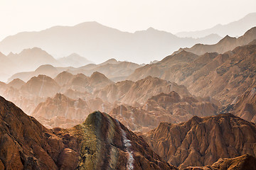 Image showing Rainbow mountains in asian geopark at China