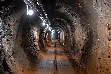 Image showing Underground mine passage angle shot