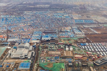 Image showing Aerial shot of an industrial zone in China