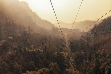 Image showing A cable railway in the mountains