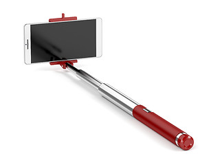 Image showing Selfie stick with mobile phone 