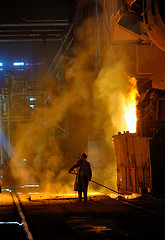 Image showing steel worker inside of steel plant