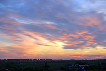 Image showing Dramatic sunset over city 