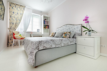 Image showing elegant bedroom in soft light colors