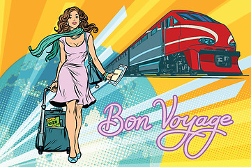 Image showing Railroad passenger train, Bon voyage