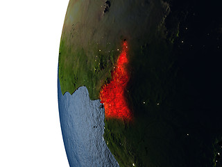 Image showing Sunset over Cameroon from space