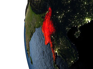 Image showing Sunset over Myanmar from space