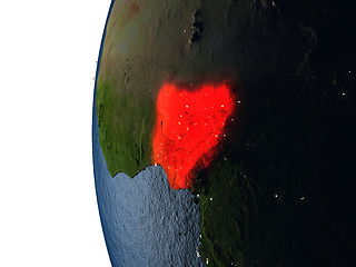 Image showing Sunset over Nigeria from space