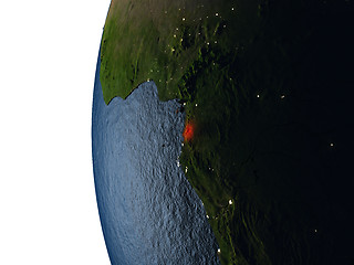 Image showing Sunset over Equatorial Guinea from space
