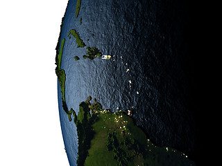 Image showing Sunset over Caribbean from space