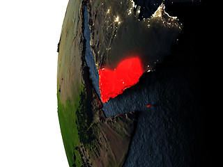 Image showing Sunset over Yemen from space