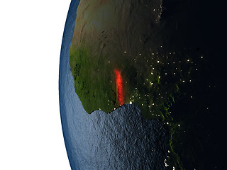 Image showing Sunset over Togo from space