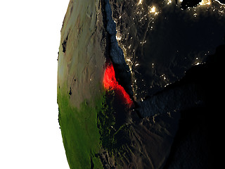 Image showing Sunset over Eritrea from space
