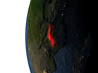 Image showing Sunset over Malawi from space