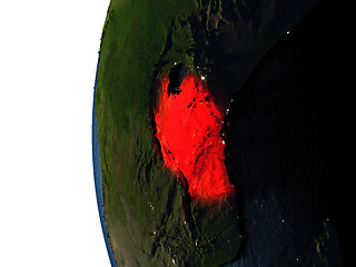 Image showing Sunset over Tanzania from space
