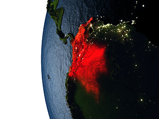 Image showing Sunset over Colombia from space