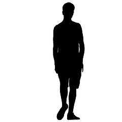 Image showing Black silhouette man standing, people on white background