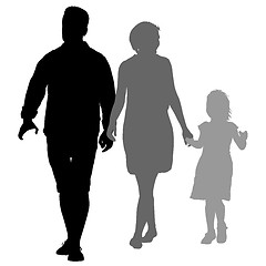 Image showing Silhouette of happy family on a white background. illustration.