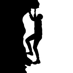 Image showing Black silhouette rock climber on white background