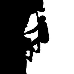 Image showing Black silhouette rock climber on white background