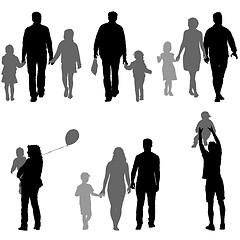 Image showing Set silhouette of happy family on a white background. illustration.