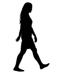 Image showing Black silhouette woman standing, people on white background