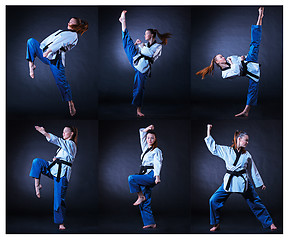 Image showing The karate girl with black belt