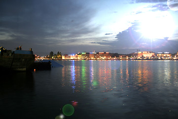 Image showing Panorama of modern city at night.