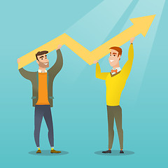 Image showing Two businessmen holding growth graph.