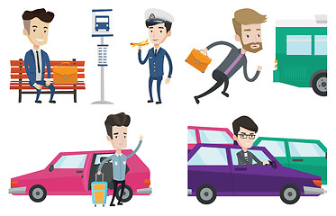 Image showing Transportation vector set with people traveling.