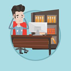 Image showing Tired employee sitting in office.