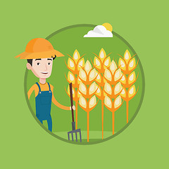 Image showing Farmer with pitchfork vector illustration.